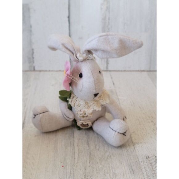 Easter Bunny flower plush rabbit home decor spring - Picture 1 of 6
